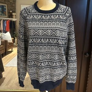 JCrew navy/white winter sweater sz M
